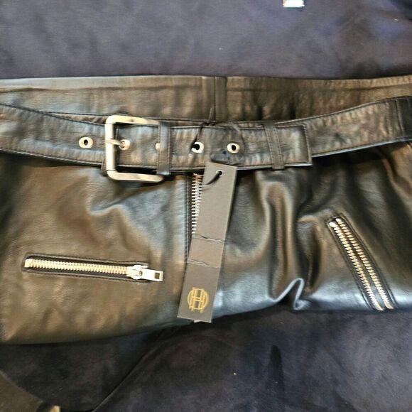 Revolve House of Harlow 1960 Tori Black Leather Skirt Size Large - Picture 4 of 6